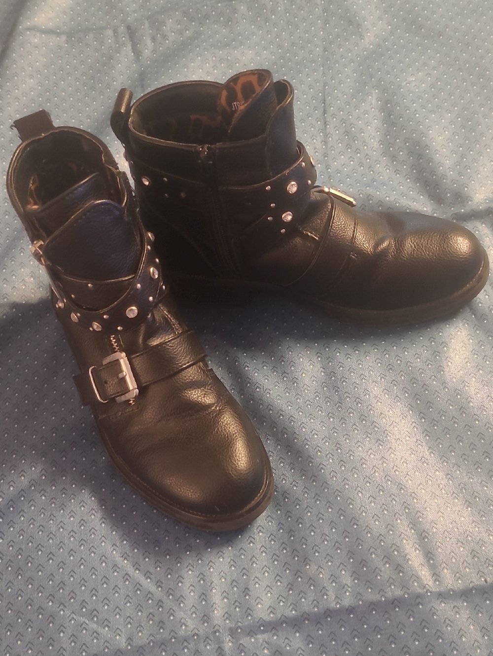 Steve Madden Black Studded Buckle Ankle Boots